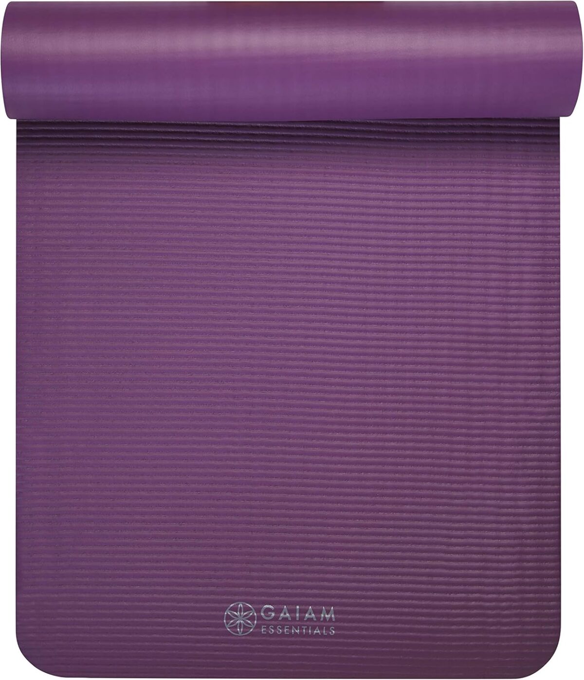 Gaiam Essentials Thick Yoga Mat Fitness & Exercise Mat with Easy-Cinch Yoga Mat Carrier Strap, 72"L x 24"W x 2/5 Inch Thick - Image 10