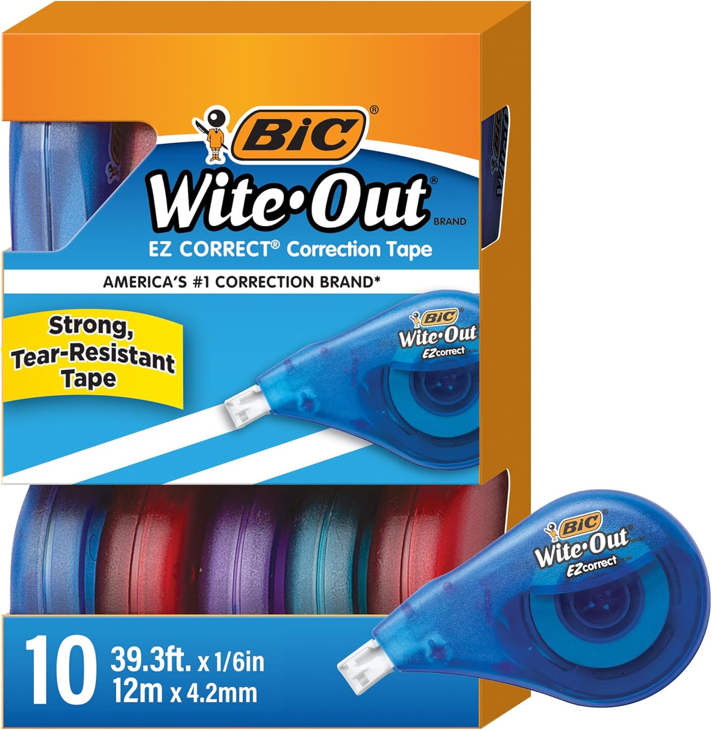 81Rd8Ya4HJL._AC_SL1500_.jpg BIC(R) Wite-Out(R) Correction Tape, 471 3/5in., Pack Of 10, BICWOTAP10 - Image 1