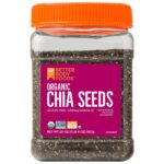 BetterBody Foods Organic Chia Seeds with Omega-3, Non-GMO, Gluten Free, Keto Diet Friendly, Vegan, Good Source of Fiber, Add to Smoothies, 1.25lb