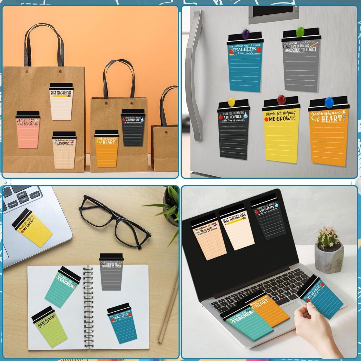 Kosiz 90 Pcs Teacher Coffee Cup Notepad with Pen Teacher Appreciation Gifts Bulk Sticky Notes Graduation Presents Thank You Gifts for Office School Classroom Supplies - Image 5