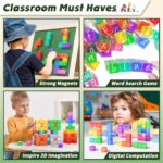 64PCS Magnetic Blocks Building Toys - Transparent Rainbow Magnetic Cubes Set, Outdoor Sensory Autism STEM Toys Gifts for Kids Aged 3+ Year Old Boys & Girls - Image 4