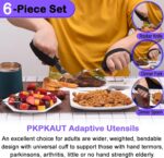 Weighted Parkinsons Utensils for Hand Tremors, Weighted Silverware for Parkinsons Patients Arthritic Hands, Built Up Utensils for Adults, Adaptive Eating Utensils for Disabled People Elderly - Image 2