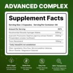 NAD Supplement with Resveratrol, Quercetin & Nicotinamide Riboside for Cellular Energy & Muscle Support, NAD+ Supplement for Men & Women, 120 Count - Image 4