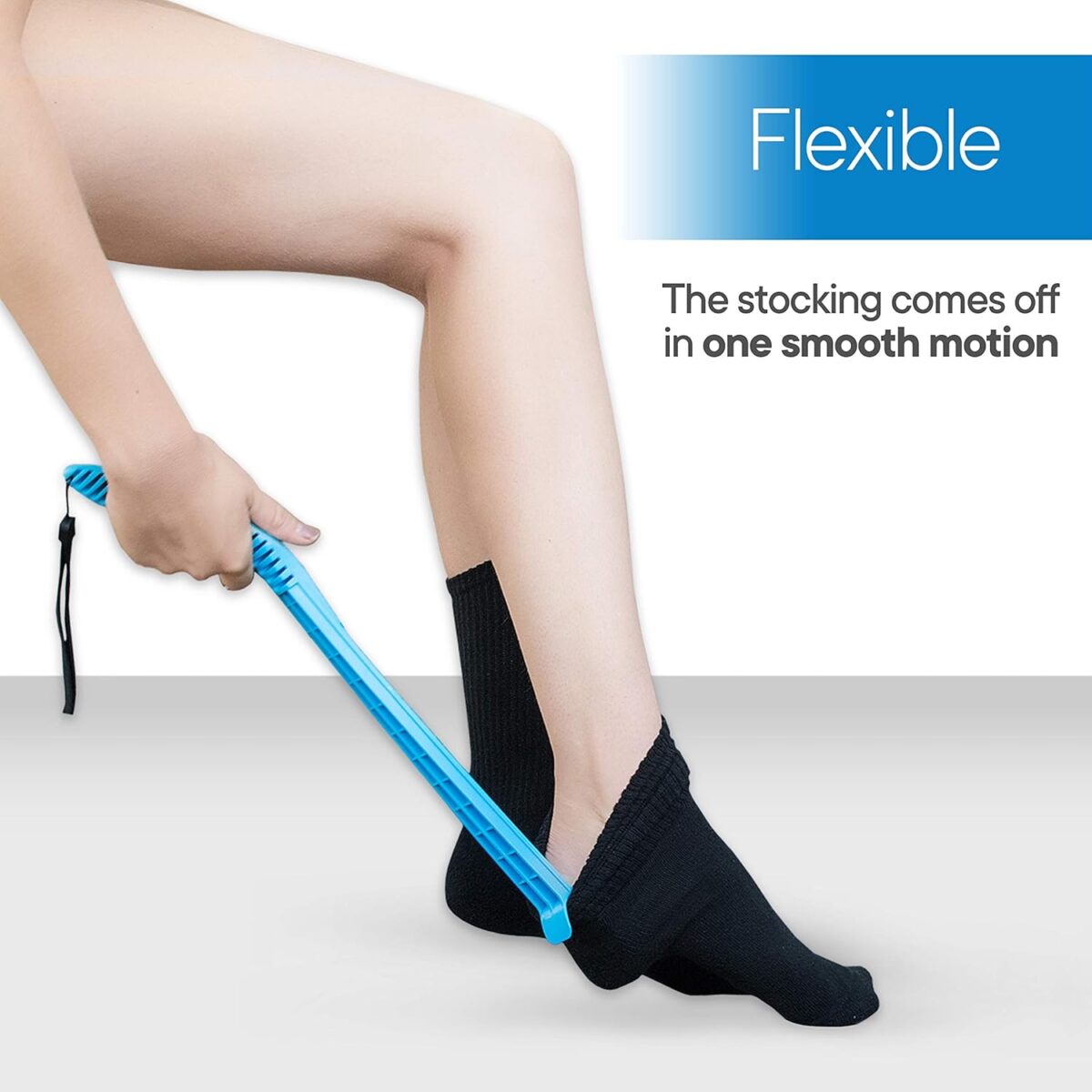 RMS Compression Stocking or Sock Aid for Removing Socks or Light to Medium Compression Hosiery for Men or Women with Arthritis or Limited Mobility (Blue) - Image 3
