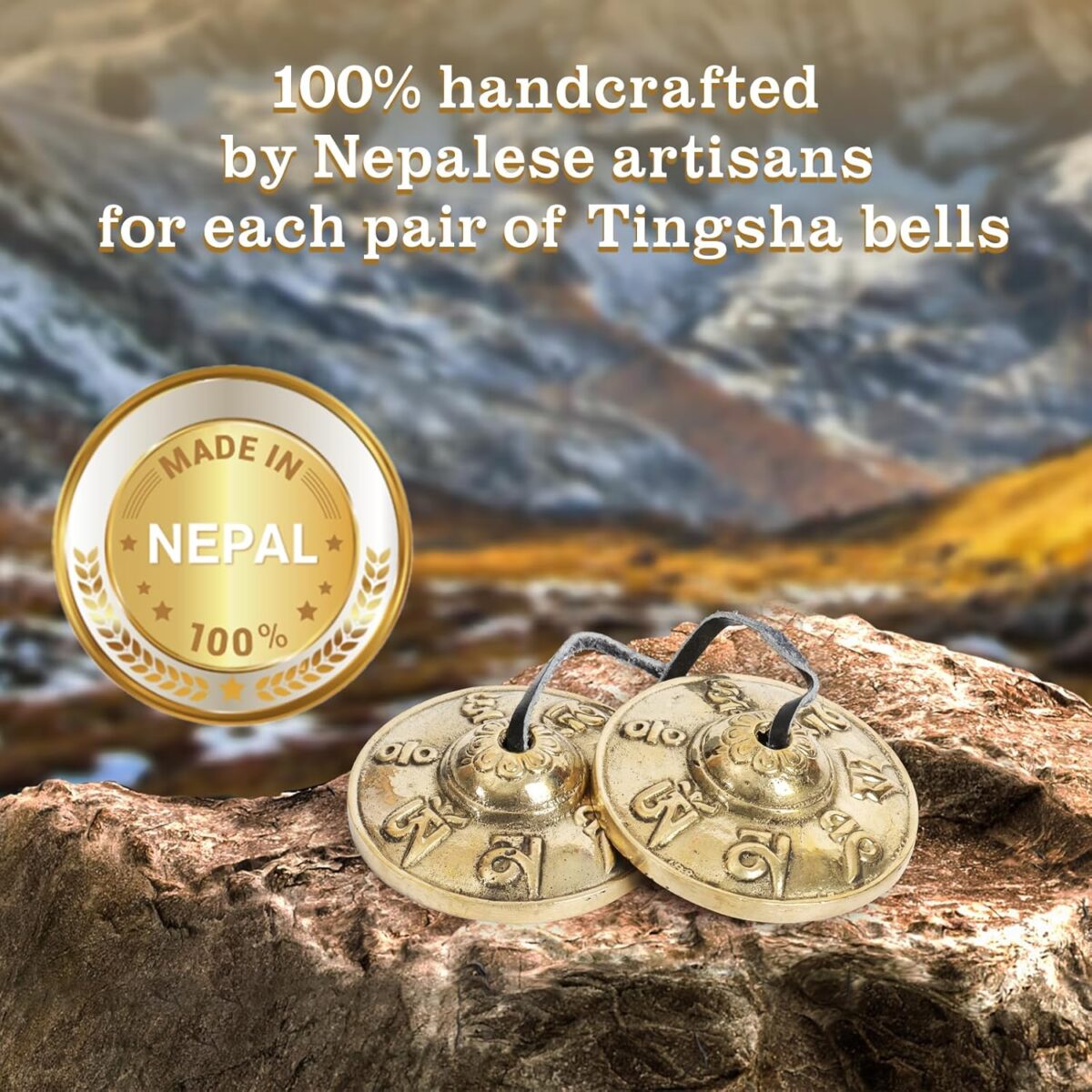 Tibetan Tingsha Cymbals - Om Mane Padme Hum - Meditation Bells for Spiritual Healing & Mindfulness - Perfect Spiritual Gift for Women (Black) - Image 4
