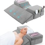 BALAPET Lash Pillows for Eyelash Extensions Ergonomic and Comfortable Velvet Foam Eyelash Pillow for Neck and Back Support Pillow Side Pockets can be Placed Tools,Easy to Graft Eyelashes(Gray)