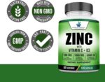 American Standard Supplements Zinc 100mg, Vitamin C 1000mg, and Vitamin D3 5000 IU (125mcg) Per Serving - Gluten Free, Non-GMO, 120 Capsules, 60 Servings - Image 5