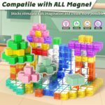 64PCS Magnetic Blocks Building Toys - Transparent Rainbow Magnetic Cubes Set, Outdoor Sensory Autism STEM Toys Gifts for Kids Aged 3+ Year Old Boys & Girls - Image 7