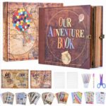Adventure Book 148-Page DIY Handmade Scrapbook Kit - Embossed Leather Cover - Gift Boxed with Full DIY Accessories for Couples, Weddings, Anniversaries & More for Life’s Greatest Adventures