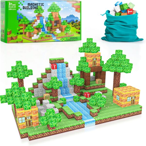 100PCS Magnetic Blocks - Building Toys for Boys Girls 3+,Toddler Building Magnet Toy STEM Sensory Game,Christmas Birthday Gifts for Kids Ages 4 5 6 7 8 9
