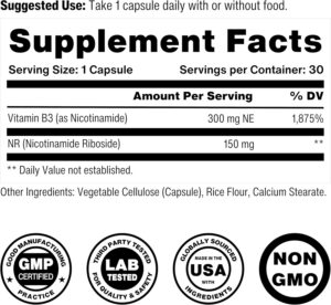 NAD Booster | Longevity Supplement for Healthy Aging with NR (Nicotinamide Riboside) and Nicotinamide | Promotes Cell Function & Vitality | Non-GMO & 3rd Party Tested - Image 4