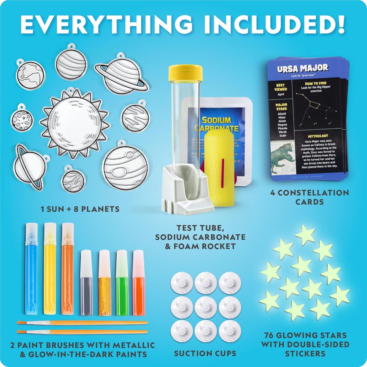 National Geographic Mega Space Activity Kit - Glow in The Dark Science Craft Kit for Kids with 100+ Pieces, Launch a Rocket, Create Glowing Constellations, Paint a Solar System & More - Image 5
