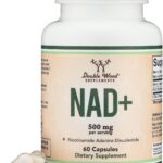 NAD Supplement (500mg of 95% Pure NAD+ Per Serving, 30 Day Supply) NAD Booster Similar to Nicotinamide Riboside (Third Party Tested, Vegan Safe, Non-GMO) by Double Wood