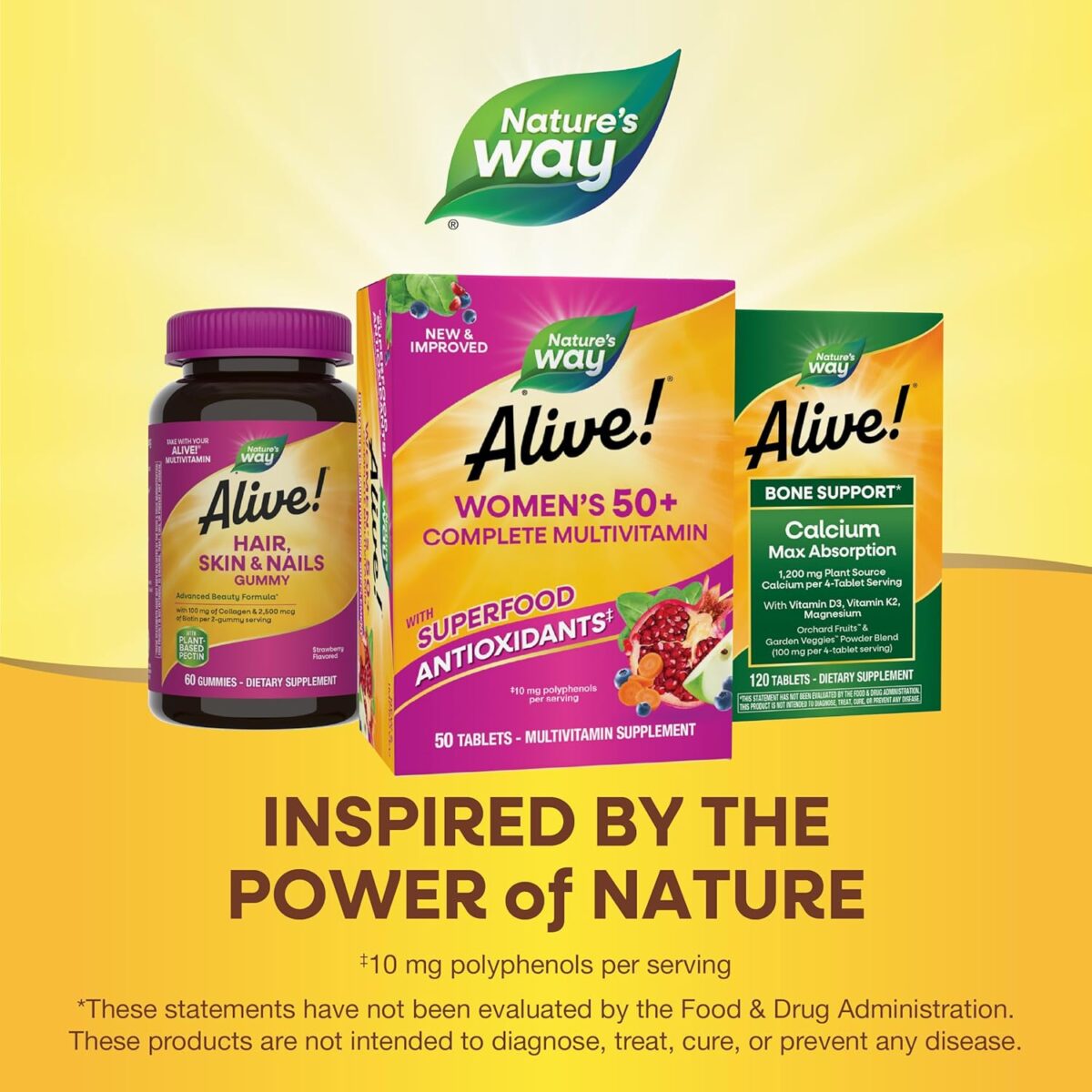 Nature's Way Alive! Women's 50+ Complete Multivitamin, Supports Healthy Heart, Brain, Bones*, Superfood Antioxidants - Image 9