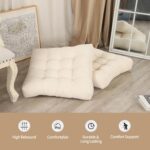22 inches Meditation Pillow, 2 Pack Square Large Floor Cushions for Adults, Thick Corduroy Floor Pillows for Sitting, Yoga, Living Room, Sofa, Tatami, Beige - Image 3