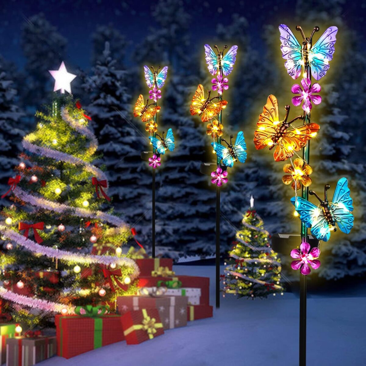 Solar Lights Outdoor Waterproof Garden Butterfly Light Decorative Solar Stake Lights with Butterflies Decor for Garden Yard Lawn Patio Pathway(2 Pack) - Image 6