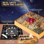 Witchcraft Supplies Kit, 80Pack Witch Starter Kit Wiccan Supplies and Tools Witchy Gifts for Beginners, Spell Candles, Chakra Healing Crystals and Dried Herbs for Zodiac and Lunar Magick - Image 3