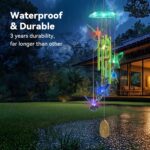 Wind Chimes,Hummingbird Solar Wind Chimes for Outside,Green Gradation Aluminum Tubes Deep Tone Memorial Wind Bell for Garden/Patio Mobiles Decorative Gifts for Mom, Wife, Grandma Neighbors(37" Long) - Image 4