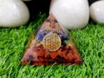 Seven Chakra Orgone Crystal Pyramid with Flower of Life Symbol for Reiki Healing, Chakra Balancing, Aura Cleansing, Energy Generator, Yoga Meditation Size: 60-70 MM - Image 4