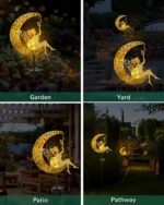 Solar Garden Statues Outdoor Decor, Fairy Moon Figurine Light Stake, Housewarming Ornament for Patio, Lawn, Yard, Pathway - Unique Gift Ideas for Gardening Mom Grandma - Image 6