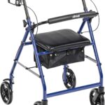 Drive Medical R728BL Foldable Rollator Walker with Seat, Blue