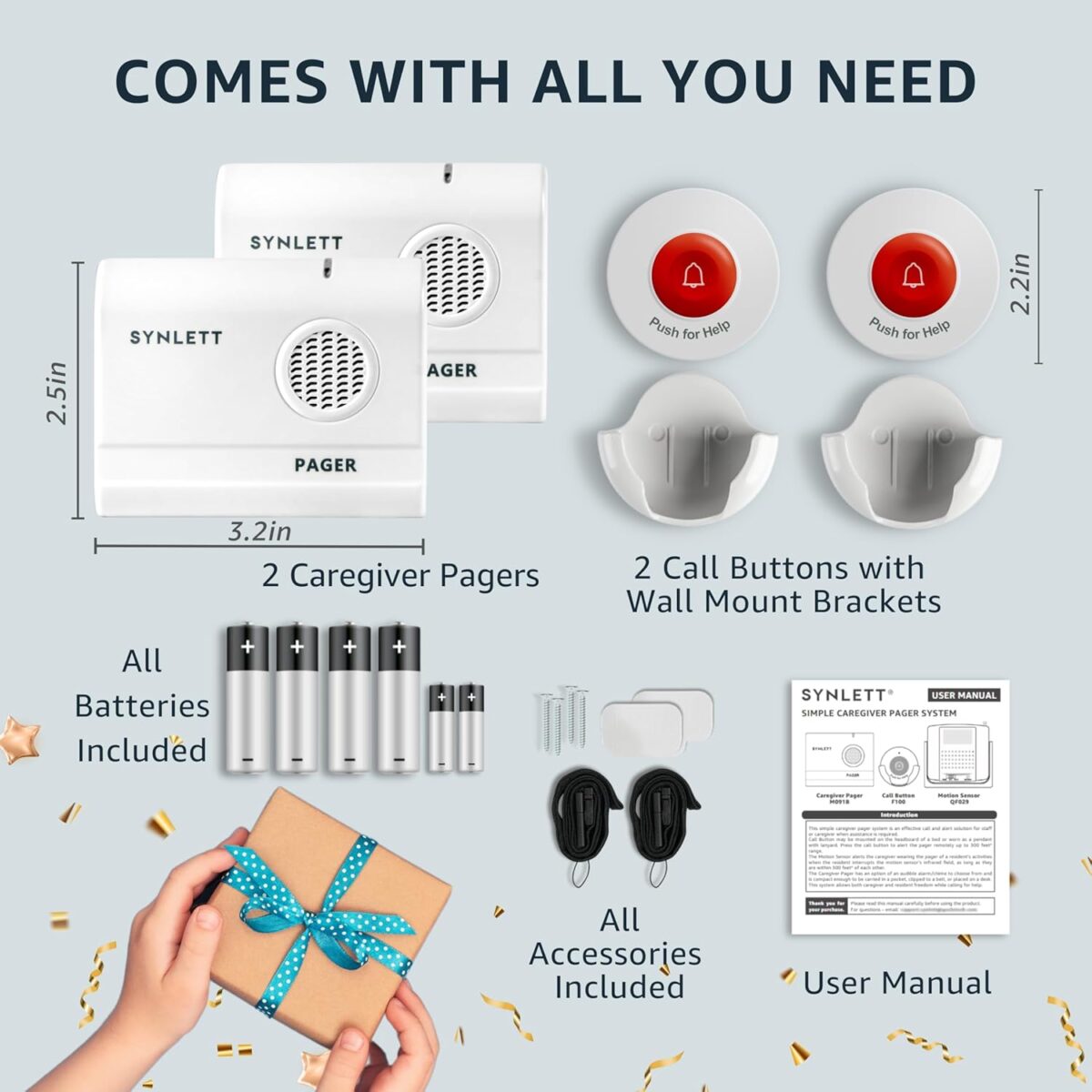 Caregiver Pager Call Button Wireless Call Bell Alert Buttons for Patients Elderly Seniors Home Portable Nurse Call System Bed Alarm Fall Prevention Emergency - Image 7