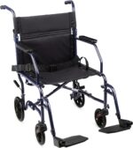 Carex Transport Wheelchair With 19 inch Seat, Folding Transport Chair with Foot Rests, Foldable Lightweight Wheelchair Foldable for Storage and Travel