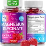 Magnesium Glycinate Gummies 400mg, Mаgnesium Gummies for Women and Men, Body Support and Relaxation, Raspberry Magnesium Gummies for Adults with Blackcurrant Oil, Non GMO, Gluten Free, 60 Days Supply