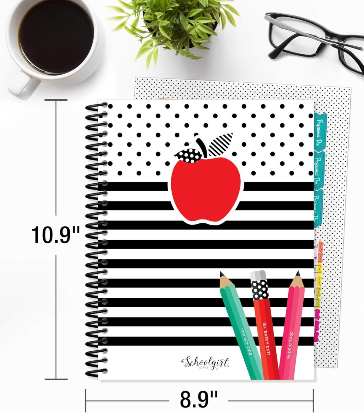 Schoolgirl Style Black, White and Stylish Teacher Planner—Undated Weekly/Monthly Lesson Plan Book and Record Organizer for Classroom or Homeschool (8 inches x 11 inches), multi (105029) - Image 2