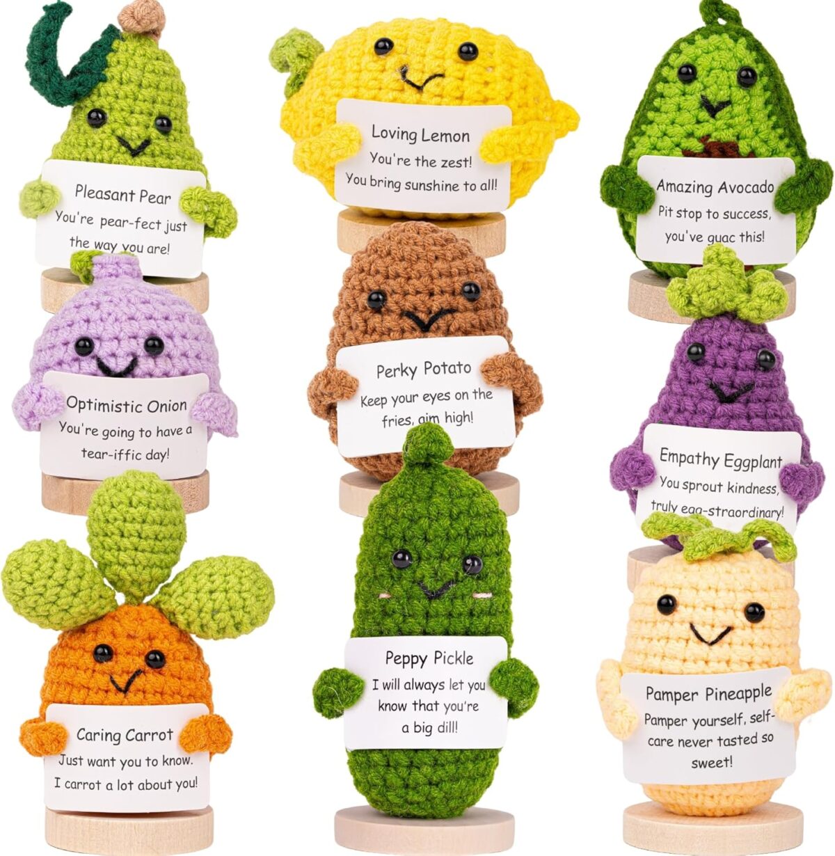 Friendly Veggies – Positive Potato, Emotional Support Pickle, Emotional Support Plush, Positive Crochet Animals, Mini Crochet Animals, Teacher Appreciation Gifts - Image 1