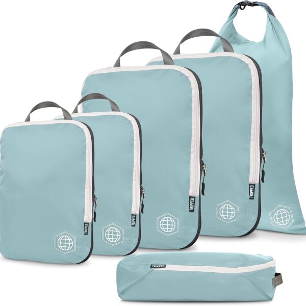 Compression Packing Cubes for Travel - Luggage and Backpack Organizer Packaging Cubes for Clothes by TRIPPED Travel Gear