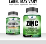 American Standard Supplements Zinc 100mg, Vitamin C 1000mg, and Vitamin D3 5000 IU (125mcg) Per Serving - Gluten Free, Non-GMO, 120 Capsules, 60 Servings - Image 2