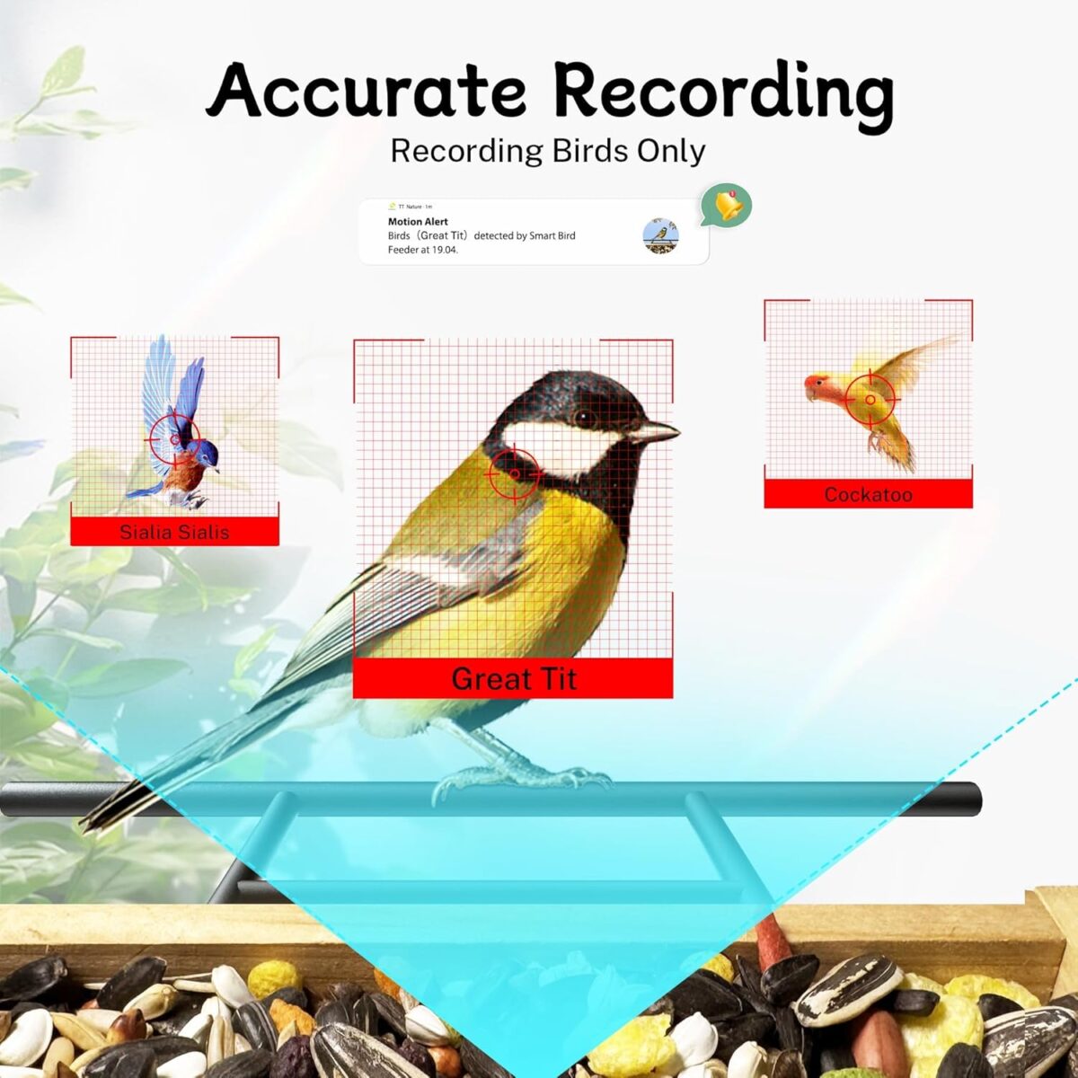 Bird Feeder with Camera, Upgraded 1.5L Smart Bird Feeder with AI Identify for 10000 Plus Bird Species, Auto Capture Bird & Real-time Notifications, Ideal Gift for Bird Lovers (Iron Roof) - Image 4