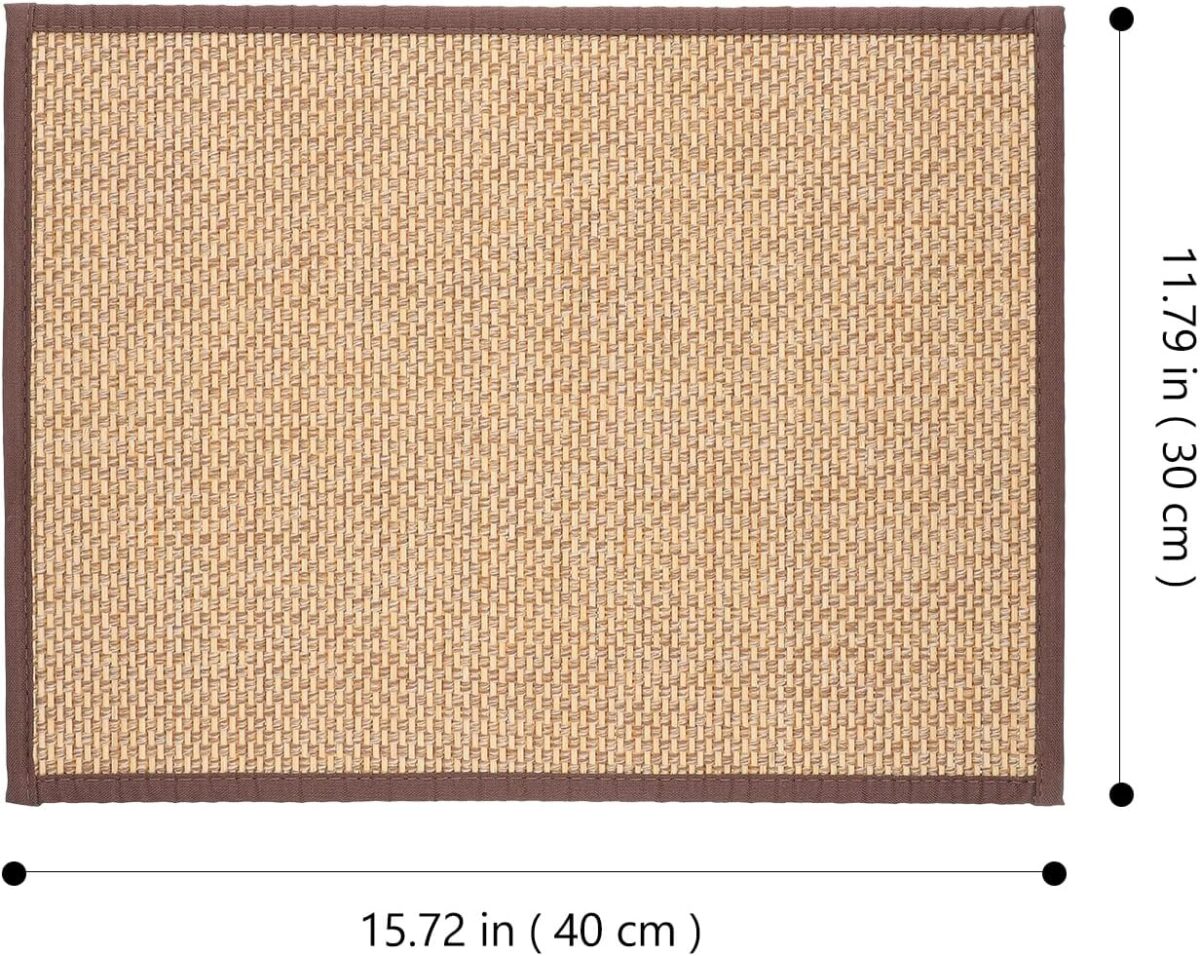 Bamboo Rug Woven Straw Seat Cushion Japanese Style Rattan Futon Sitting Pad Tatami Floor Pillow for Zen Garden Yoga Practice or Buddha Meditation Light Brown Japanese Tatami Mat - Image 9