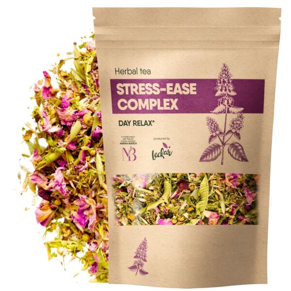 Organic Stress-Relief Herbal Tea Blend with Calming Chamomile, Lavender, Rose, Lemon Verbena, Agrimony, Catnip, Damiana, Holy Basil, Hawthorn Berry, and Skullcap for Relaxation (Herbal Tea)