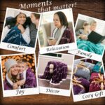 Chanasya 5-Piece Warm Hugs Positive Energy Healing Thoughts Comfort Caring Message Print Combo Gift Pack Throw Blanket, Neck Pillow, Eye Mask, Tote Bag, Socks - for Women Men Cancer Hospital Aubergine - Image 4