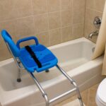 Platinum Health Sliding Shower Chair HydroGlyde Premium Heavy Duty, Padded Bathtub Transfer Bench with Cut Out Seat, for Bath Tub, Adjustable Legs, and Safety Belt, Quick Tool-Less Assembly, Blue - Image 8