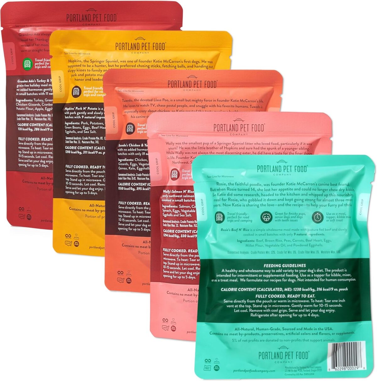 Portland Pet Food Company Mixed Wet Dog Food Pouches Variety Pack - Human-Grade, Gluten-Free Dog Food Toppers and Meals for Small and Large Breeds - Fresh Dog Food Made in the USA - 5-Multipack - Image 2