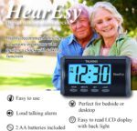 Talking alarm clock for Visually Impaired - Large Numbers Desk Clock - Day Clock for Seniors - Battery Operated Large Display , Digital Clock, Digital (Silver) - Image 3