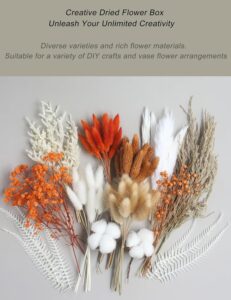 DIY Natural Dried Flower Set, Orange Bulk Stemmed Dried Flowers, Handmade Dried Flowers, Door Hanging Wreaths, Hair Accessories, Gift Wrap, Personalised Dried Flower Arrangements (Orange) - Image 2
