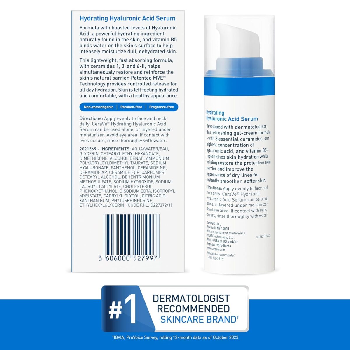 Cerave Hyaluronic Acid Serum for Face with Vitamin B5 and Ceramides, Hydrating Face Serum for Dry Skin, Fragrance Free, 1 Ounce - Image 7