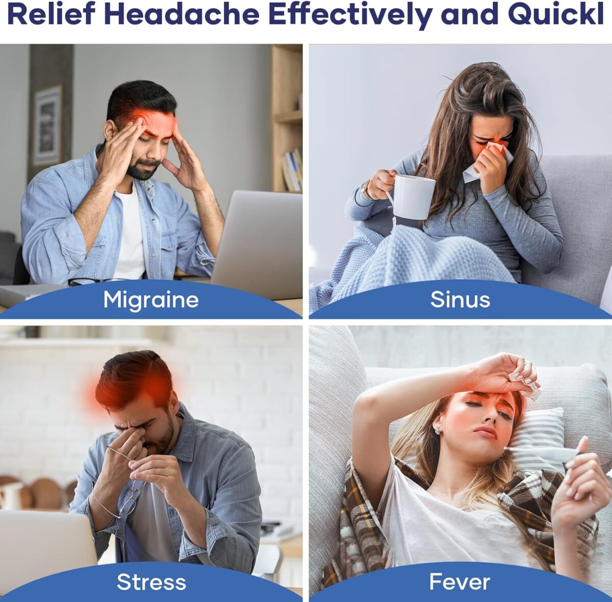 Migraine Relief Cap, Headache Relieve Cap Mask Products, Cooling Odorless Gel Ice Head Wrap for Tension, Stress,Hangover & Puffy Eyes - Image 5