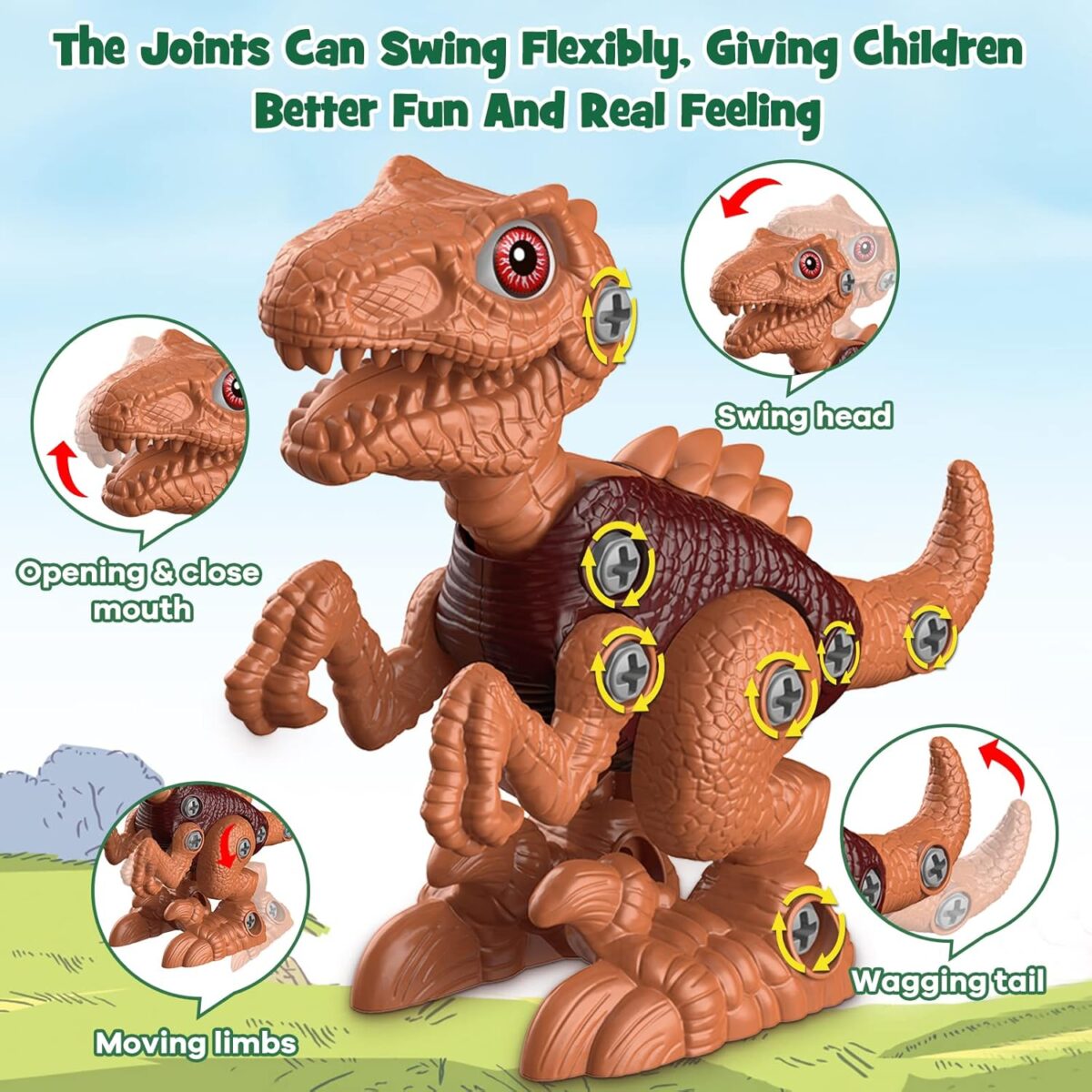 Laradola Dinosaur Toys for 3 4 5 6 7 8 Year Old Boys, Kids Take Apart STEM Construction Building Kids Toys with Electric Drill, Party Christmas Birthday Gifts Boys Girls - Image 5