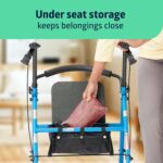 Medline Mobility Dependable Steel Rollator Walker, Light Blue, 300 lb. Weight Capacity, 6” Wheels, Adjustable Handle, Padded Seat & Backrest, Rolling Walker for Seniors and Mobility Impaired - Image 5