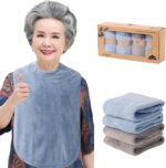 4 Pack Adult Bibs for Men and Women, Adult Bibs for Elderly, Large Towel bibs for Special Needs Adults