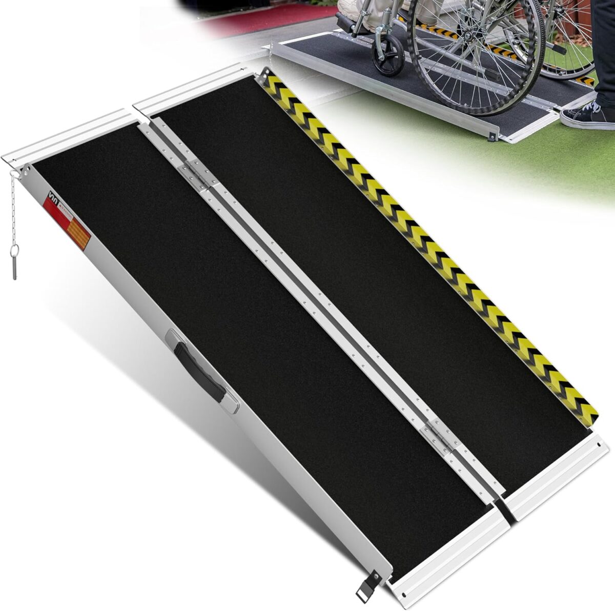VNN Portable Wheelchair Ramp 4FT, Non-Slip Aluminum Folding Handicap Ramp, Door Threshold Wheelchair Ramps for Home, Wheel Chair Ramp for Home Steps, Scooter Ramp, Doorways - Image 1