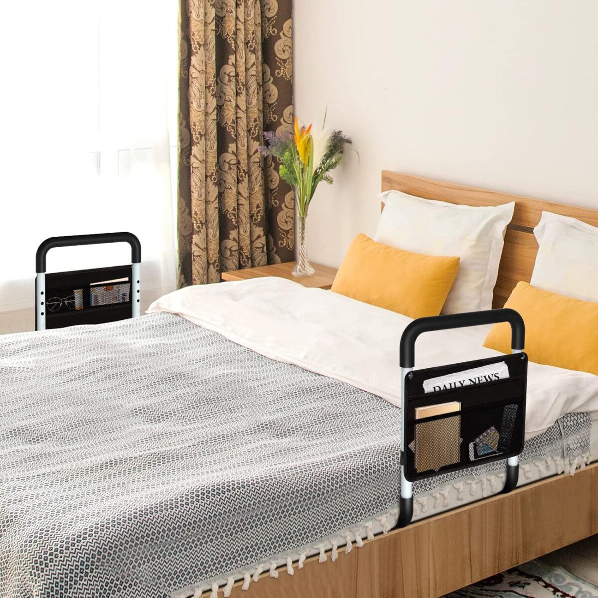 Bed Rails for Elderly Adults - Bed Assist Rail Medical Bed Support Bar Mobility Assistant with Free Storage Bag and Fixing Strap, Fit King, Queen, Full, Twin - Image 7