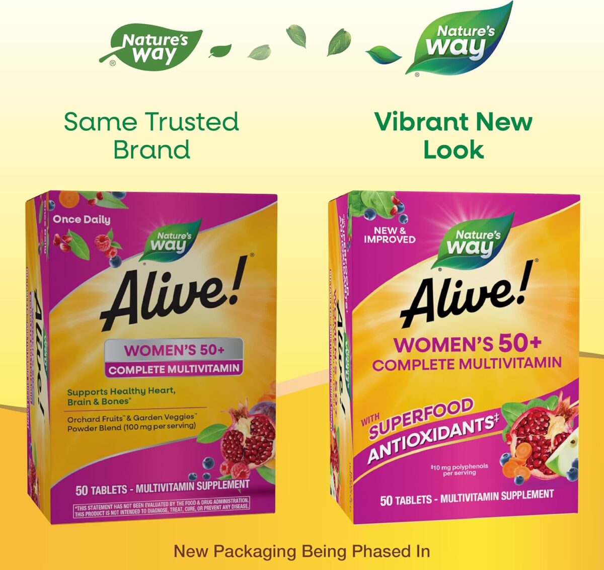 Nature's Way Alive! Women's 50+ Complete Multivitamin, Supports Healthy Heart, Brain, Bones*, Superfood Antioxidants - Image 2