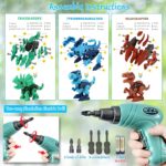 FREE TO FLY Dinosaur Toys for Kids 3-5: Take Apart STEM Learning Toys, Building Construction Sets with Electric Drill, Birthday Gifts for Boys Girls Age 4 5 6 7 8 Year Old - Image 4