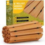 6FT Wooden Garden Pathway, Roll Out Wooden Curved Pathway Weather-Resistant Walkway for Outdoor Patios 17" W Roll Out Hardwood Walkway with Non-Slip Surface Wedding Party Pathways (Curved)